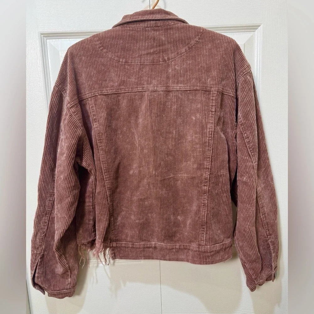 POL Corduroy Jacket Distressed Raw Hem Button Front Boho Cowgirl Size S